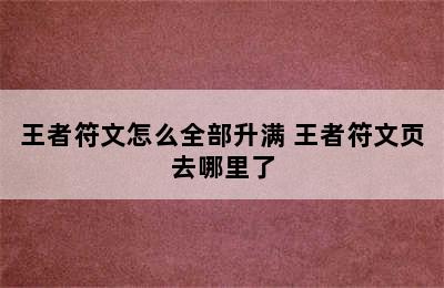 王者符文怎么全部升满 王者符文页去哪里了